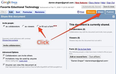 Google spreadsheet form screenshot